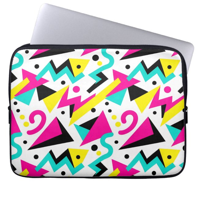 80s Memphis Geometric Pattern Laptop Sleeve (Front)