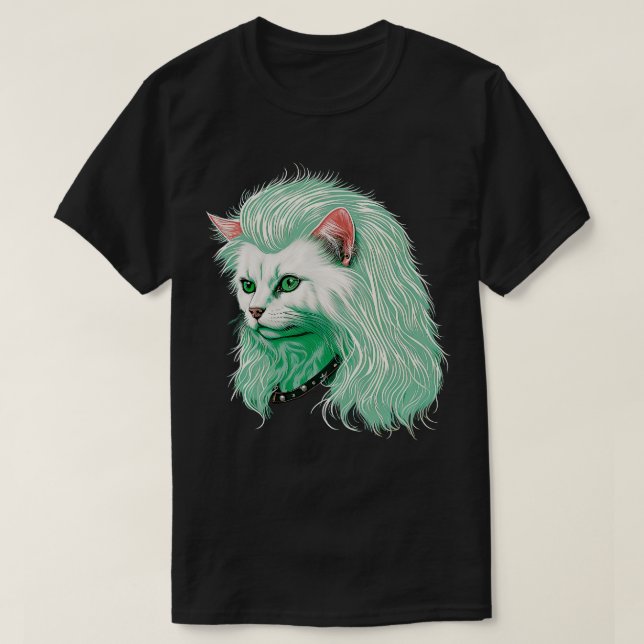 80s Metal Cat With Mullet 1 T-Shirt (Design Front)
