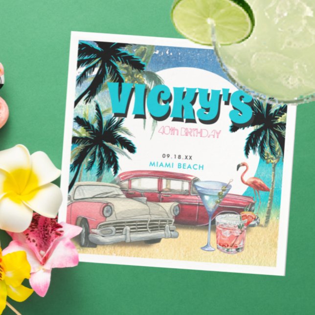 80s Miami Beach | Birthday Party Napkin (Creator Uploaded)