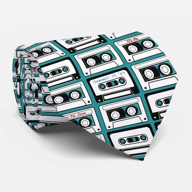 80's Mixed Cassette Tape Personalised Tie (Rolled)