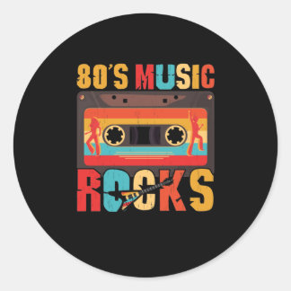 80s Music Rocks - Vintage Retro Distressed Classic Round Sticker