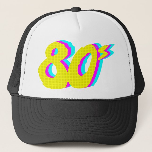 80s Neon Retro Graphic Trucker Hat (Front)