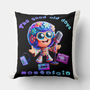 80s Nostalgia Groove 20x20 Throw Pillow. Cushion