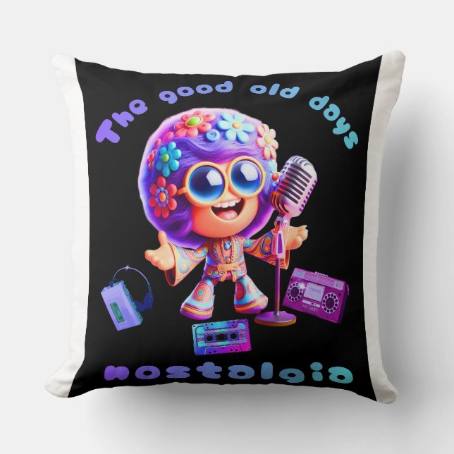 80s Nostalgia Groove 20x20 Throw Pillow. Cushion (Front)