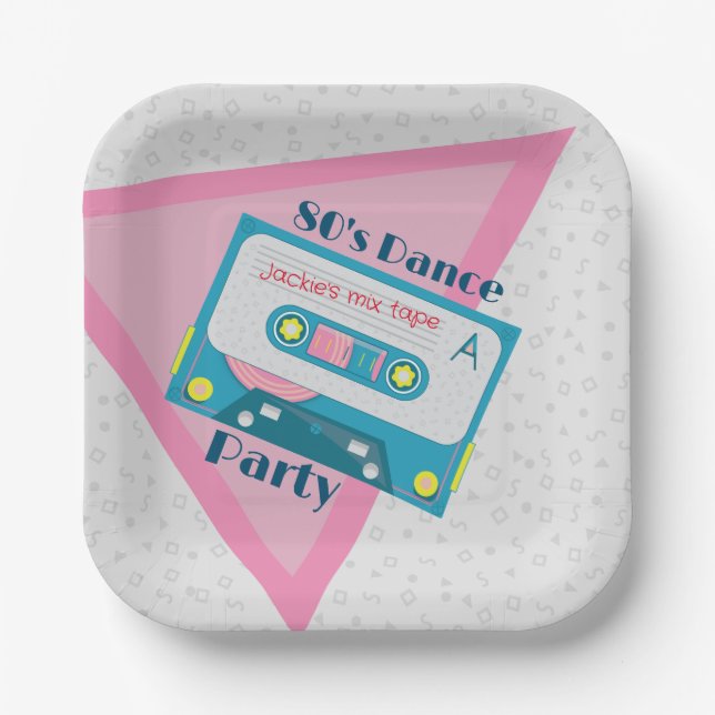 80s Paper Plates, 7" Square Paper Plate (Front)