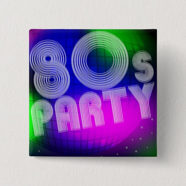 80s Party 15 Cm Square Badge (Front)