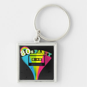 80s Party Background Key Ring