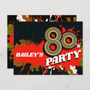80's Party birthday or event retro invitations