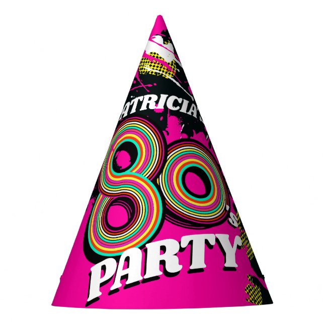 80's party birthday personalised name hat (Front)