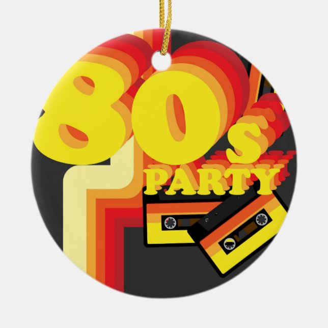 80s Party Ceramic Tree Decoration (Front)