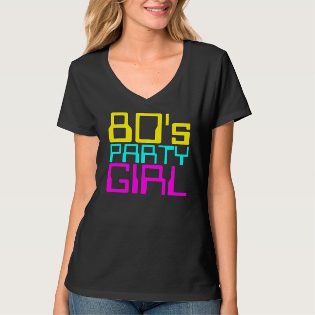 80s party girl ladies multi-color logo T-Shirt (Front)