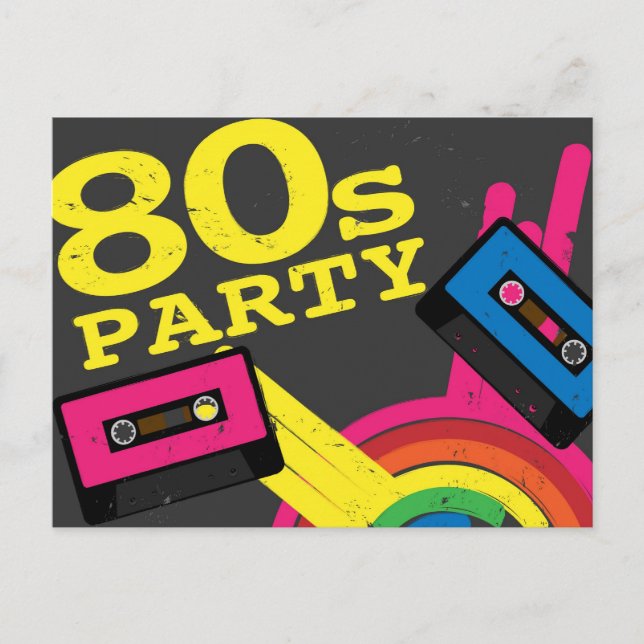 80s party invitation postcard (Front)