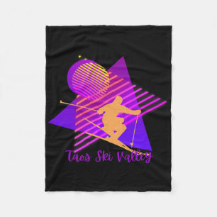 80s Pink And Purple Taos Ski Valley New Mexico Ski Fleece Blanket