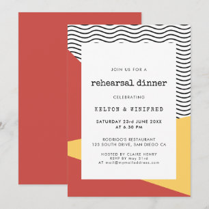 80s Pop art Memphis style rehearsal dinner Invitation