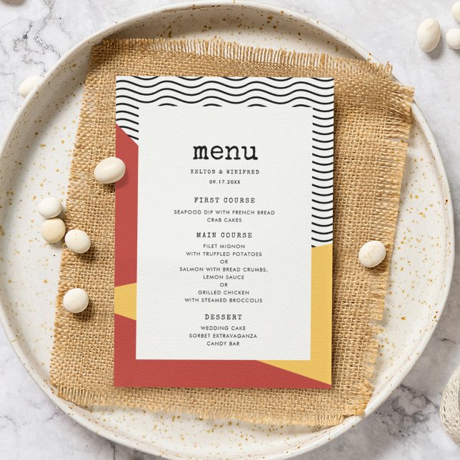 80s Pop art Memphis style wedding Menu (Creator Uploaded)
