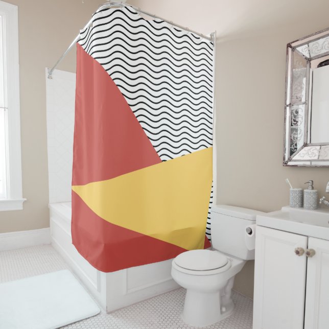 80s pop art pattern shower curtain (In Situ)