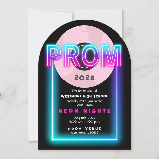 80's Prom Theme Invitation (Front)