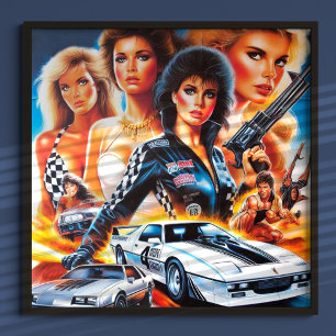 80s Race Action Girls Poster