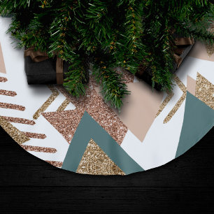 80s Retro Abstract   70s Green and Gold Palette Brushed Polyester Tree Skirt