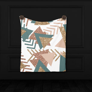80s Retro Abstract   70s Green and Gold Palette Fleece Blanket