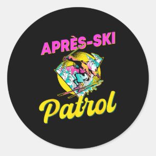 80s retro apres-ski patrol wear 90s skiing classic round sticker