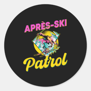 80s Retro Apres-ski Patrol Wear 90s Skiing  Classic Round Sticker