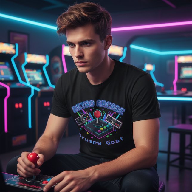 80s Retro Arcade Customizable Gamer T-Shirt (Creator Uploaded)
