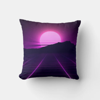 80s Retro Background Illustartion with 3D elements Cushion