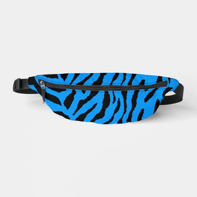 80s RETRO BLUE TIGER STRIPES FANNY PACK (Front)