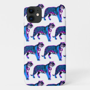 80s Retro Blue Tigers Case-Mate iPhone Case