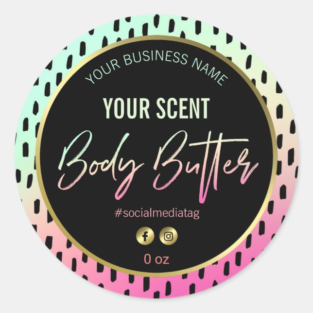 80's Retro Brush Pattern Body Butter Labels (Front)