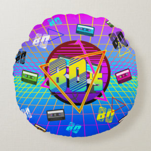 80's Retro Cassette Tape Old School Round Cushion