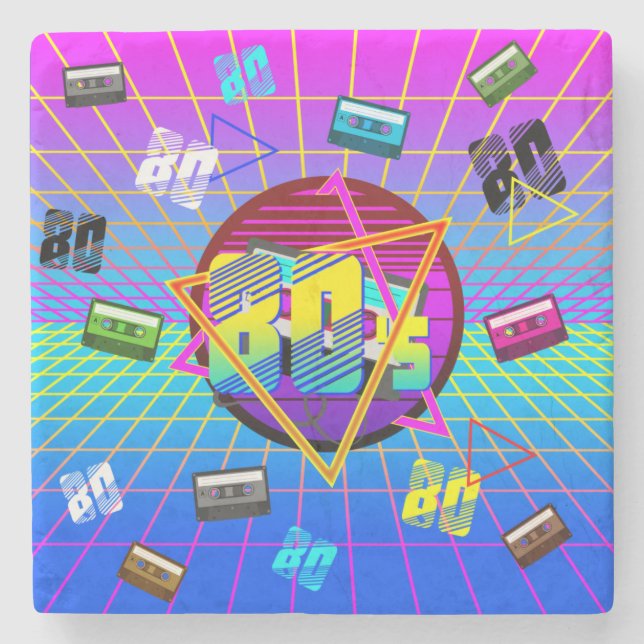 80's Retro Cassette Tape Old School Stone Coaster (Front)