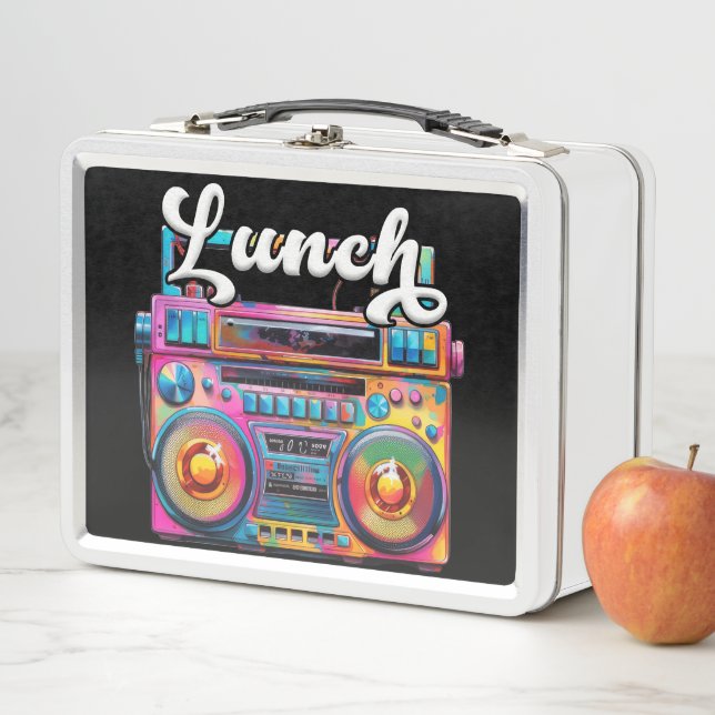 80s Retro Colourful Boombox Metal Lunch Box (In Situ)