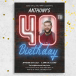 80s Retro Custom Photo Neon 40th Birthday Invitation<br><div class="desc">80s Retro Custom Photo Neon 40th Birthday Invitation. A fun and retro 80s style neon sign birthday invitation design,  with a rustic looking brick wall background. The design is simple with a hint of humour and customisable photo! Check out the collection for other matching party decor!</div>