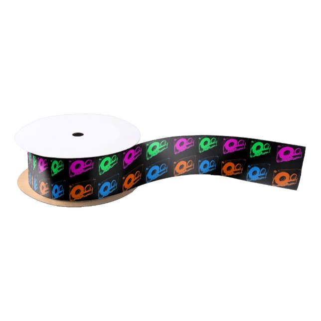 80's Retro Design - Audio Cassette Tapes Satin Ribbon (Spool)