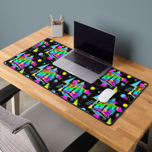 80'S RETRO  FASHION STYLE COLORFUL SHAPES DESK MAT