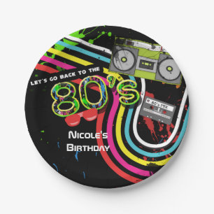 80's Retro Fun Birthday Party Splatter Plates