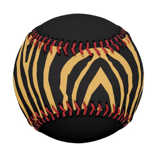80s RETRO GOLD & BLACK ANIMAL PRINT STRIPE PATTERN Baseball (Front)
