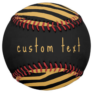 80s RETRO GOLD & BLACK ANIMAL PRINT STRIPE PATTERN Softball