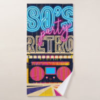 80s, retro music party. Old style poster. Disco fl