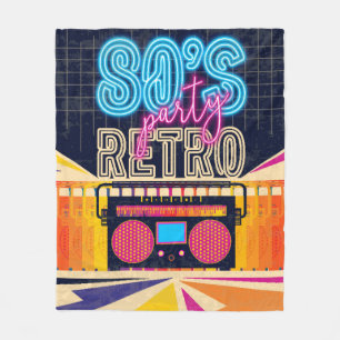 80s, retro music party. Old style poster. Disco fl Fleece Blanket