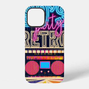 80s, retro music party. Old style poster. Disco fl iPhone 12 Case