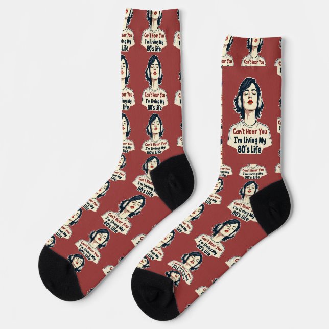 80s Retro Nostalgic Music Lover Throwback Design Socks (Left)