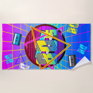 80's RETRO OLD SCHOOL CASSETTE TAPE   Beach Towel