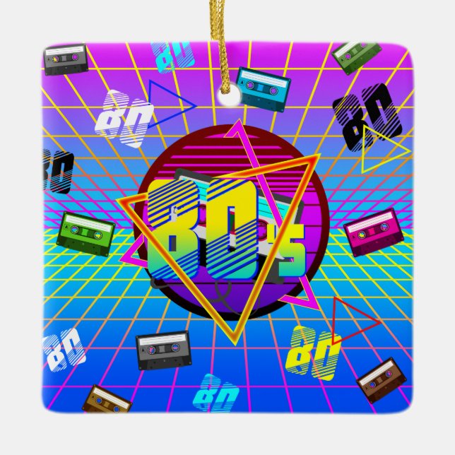 80's RETRO OLD SCHOOL CASSETTE TAPE Ceramic Ornament (Front)