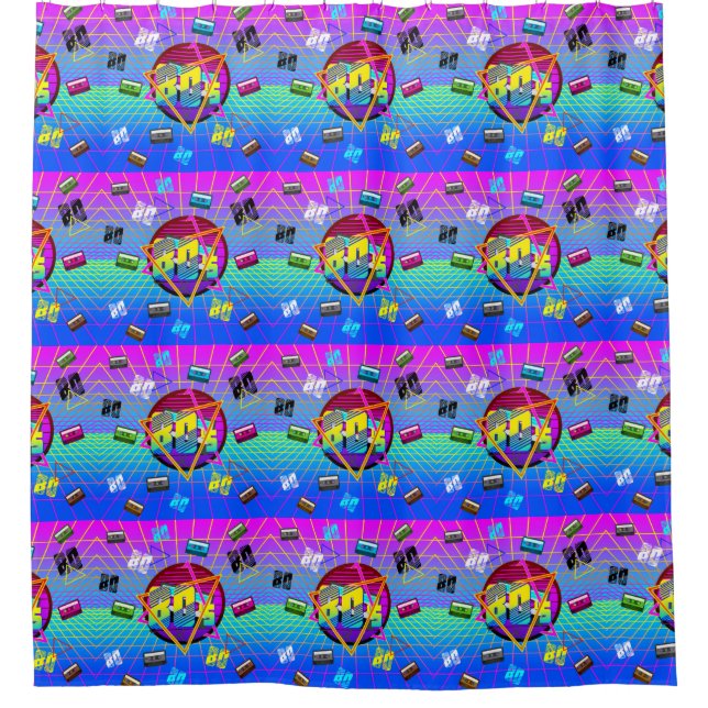 80's RETRO OLD SCHOOL CASSETTE TAPE  Shower Curtain (Front)