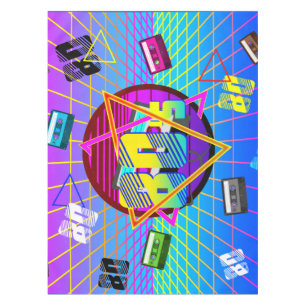 80's RETRO OLD SCHOOL CASSETTE TAPE   Tablecloth