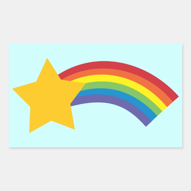 80's Retro Pop Rainbow Shooting Star Stickers (Front)