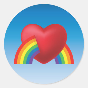 80's Retro Puffy Heart and Rainbow Sticker